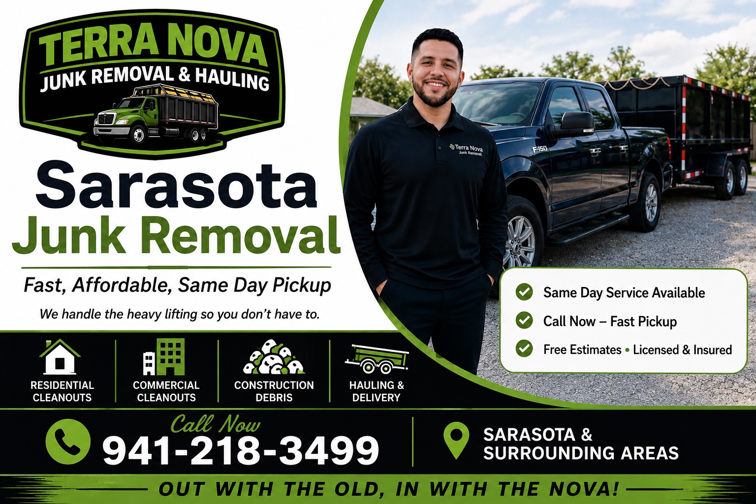 Terra Nova owner with Ford F-150 and dump trailer
